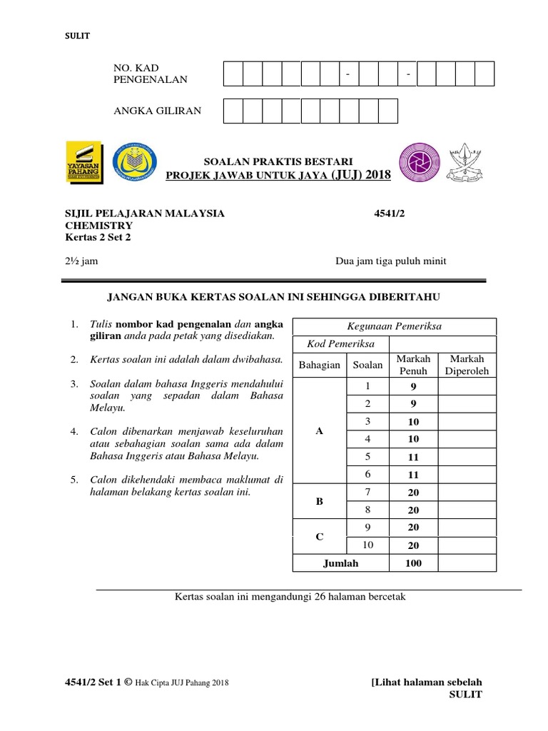 Soalan Juj Pahang Kertas 2 2018 Pdf