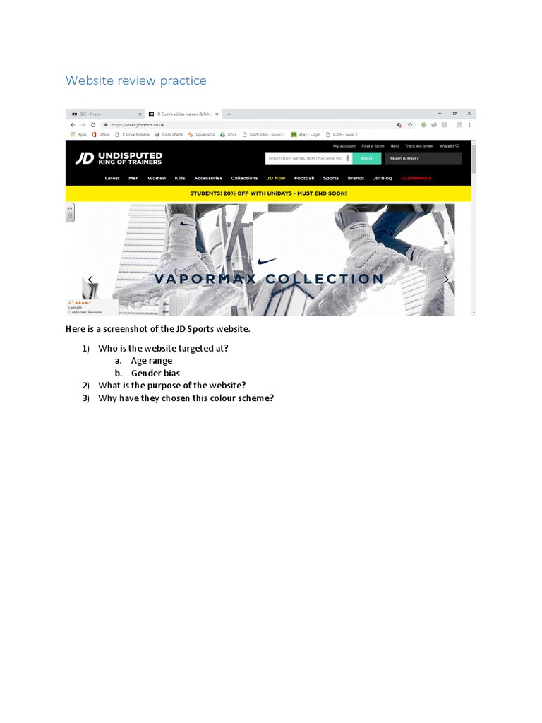 Website Review Practice PDF