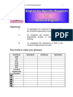 Objectives:: ESP GE ELL EAP EOP EST Chemical Engineering Chemistry