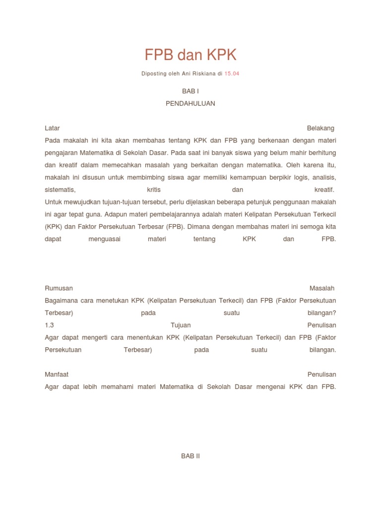 Fpb Dan Kpk