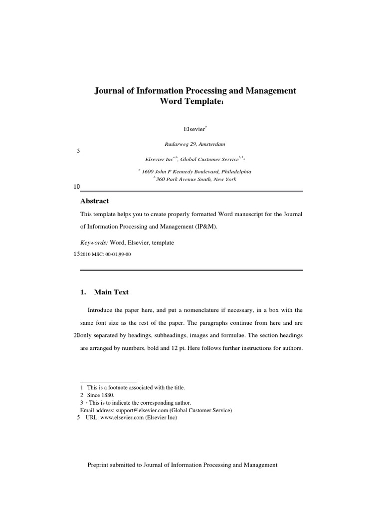 Journal of Information Processing and Management Word Template | PDF ...