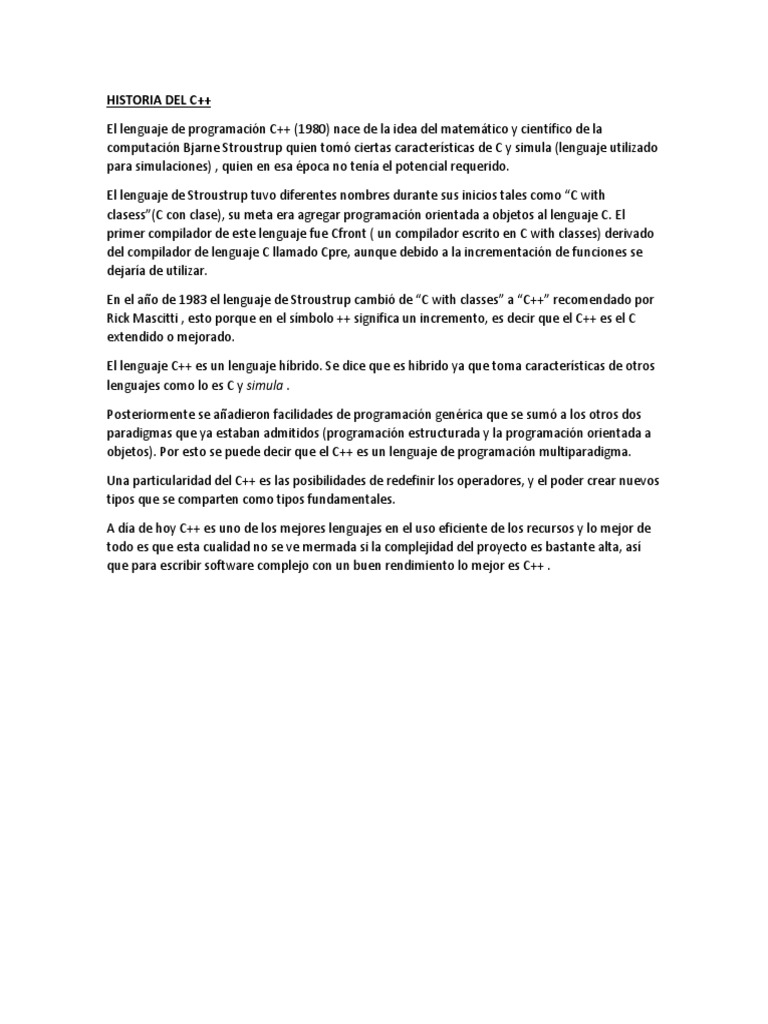 Historia Del C++ | PDF