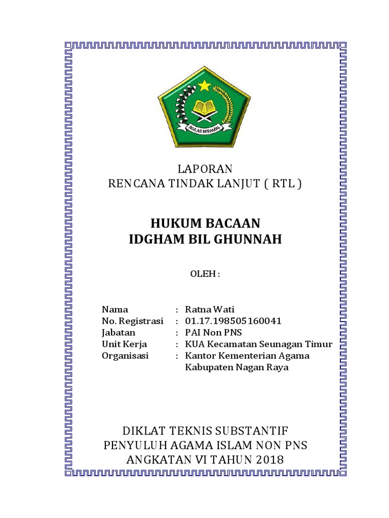 Contoh Laporan Rencana Tindak Lanjut Diklat Guru Paud