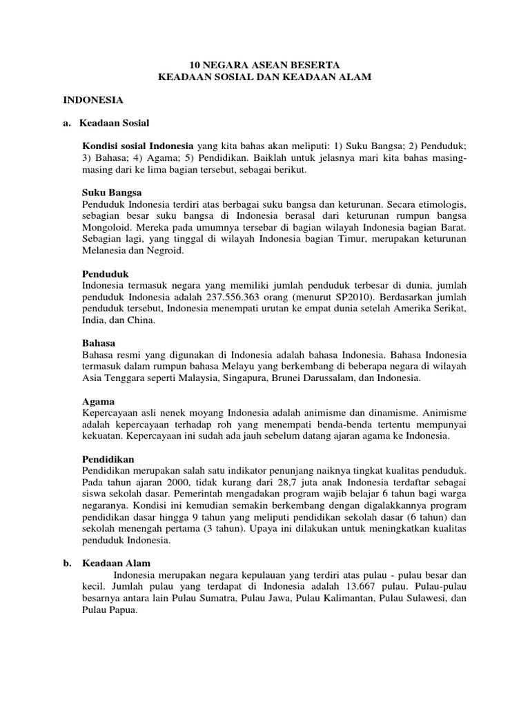 Negara Asean Keadaan Sosial Dan Keadaan Alam Pdf