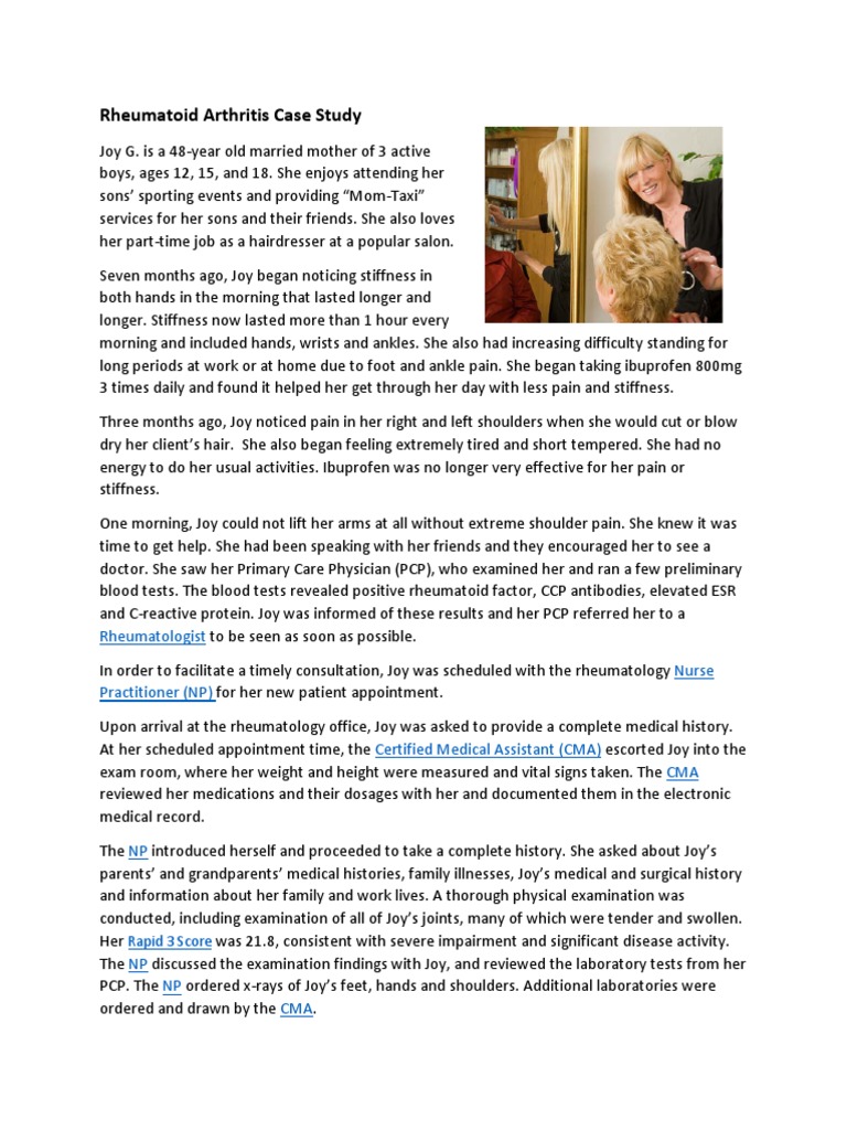 Rheumatoid Arthritis Case Study Arthritis Rheumatology