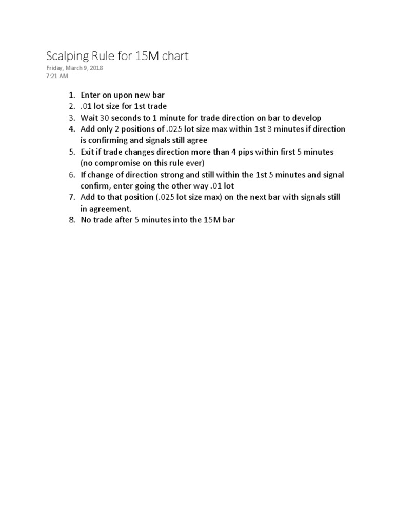 15M Scalping Rules and Strategies | PDF
