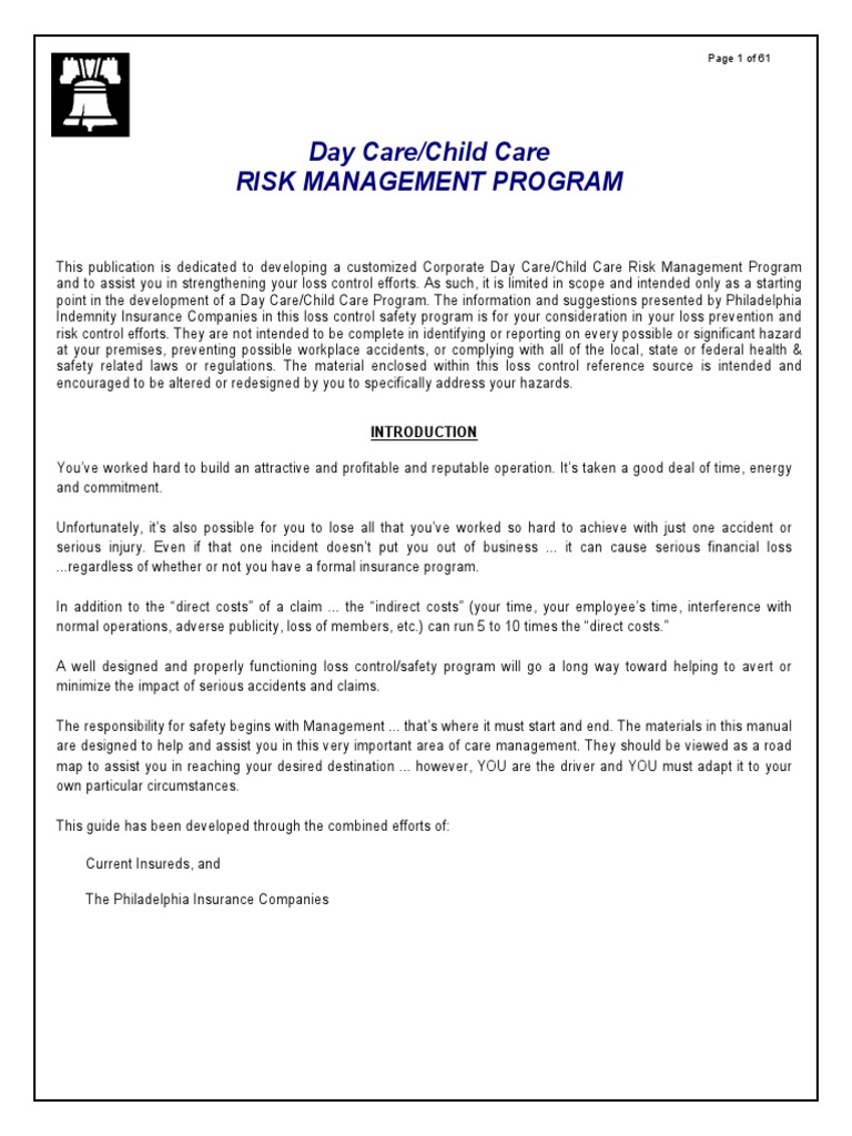 DayCare Risk Management | PDF | Risk Management | Child Care