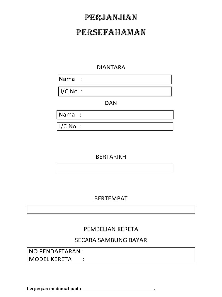 Surat Menyerah Kereta Sewa