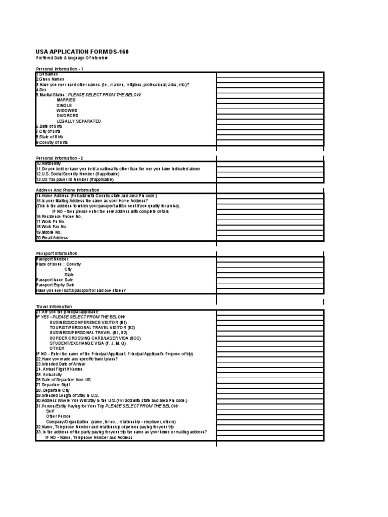 download ds 160 form pdf