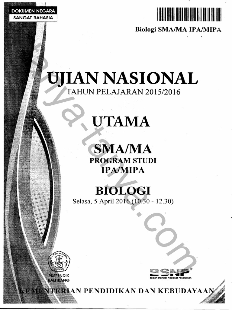 Soal Un Biologi Sma 2016
