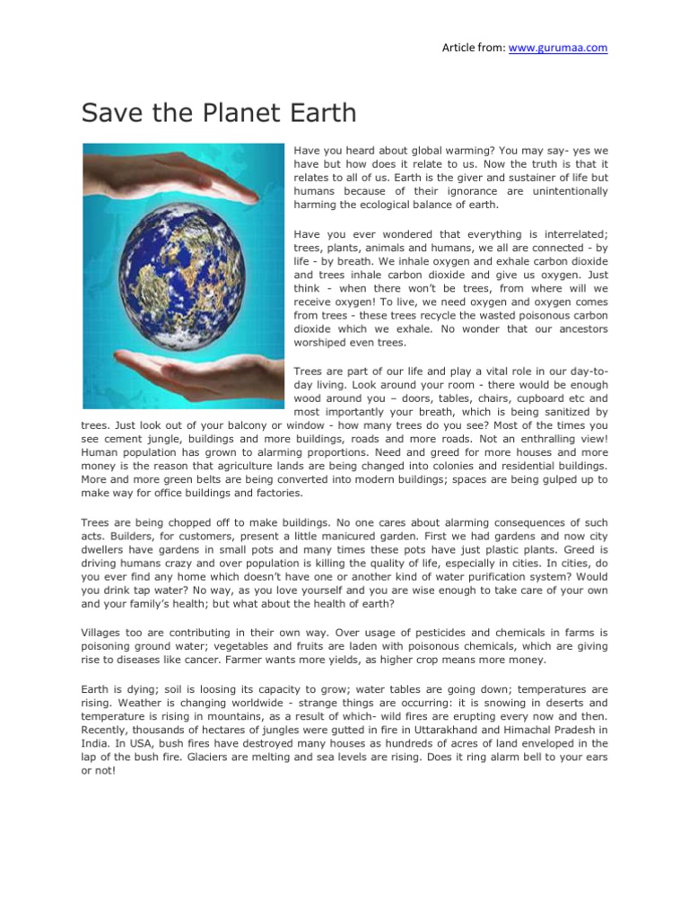 Save The Planet Earth - by Gurumaa | PDF | Deforestation | Earth