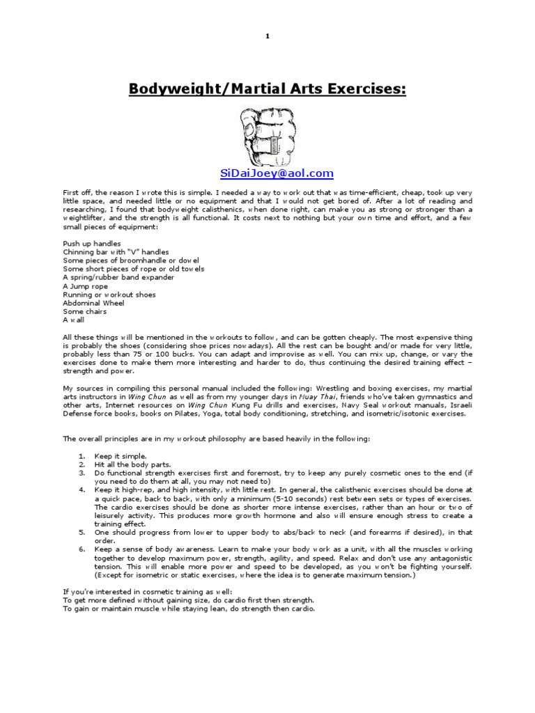 Martial Arts Bodyweight Exercises Compiled Version of Matt Fureys Books PDF Muscle