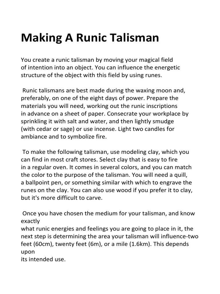 Crafting Your Runic Talisman | PDF | Runes | Amulet