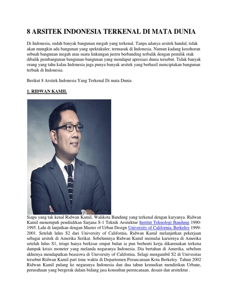 8 Arsitek Indonesia Terkenal Di Mata Dunia
