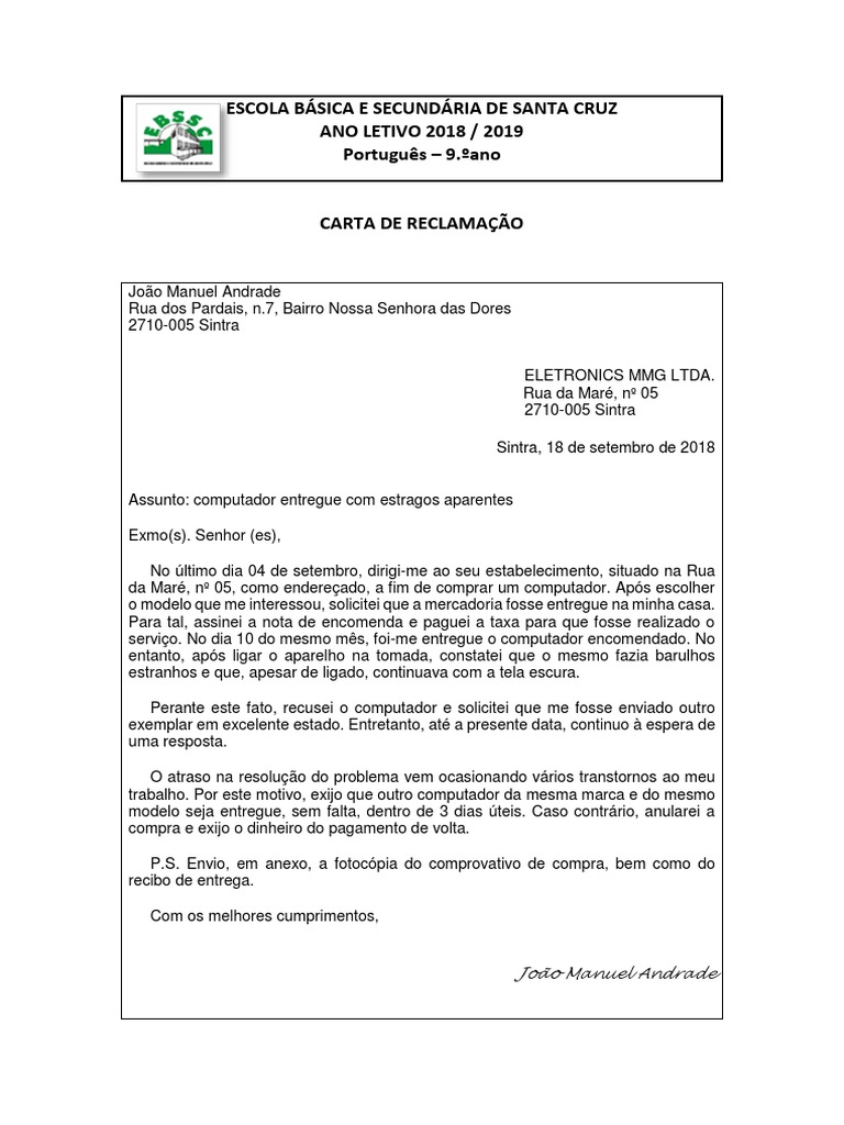 Carta de Reclamação