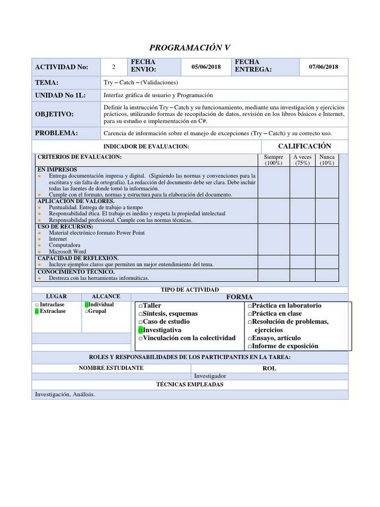 Validaciones (Try - Catch) | PDF | Programa de computadora | Programación