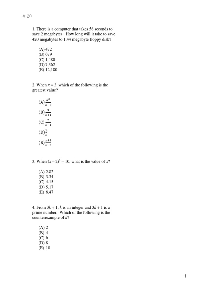 Math Problem Set with Solutions | PDF | Mean | Teaching Mathematics