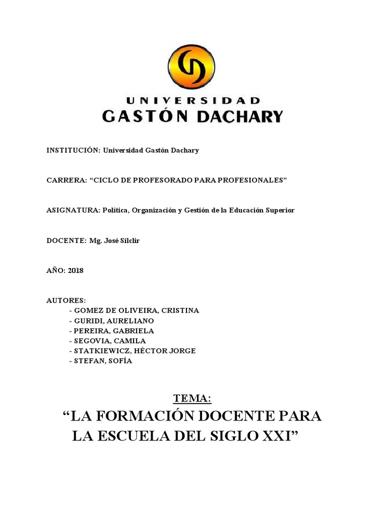 Formación Docente en el Siglo XXI | PDF | Maestros | Plan de estudios