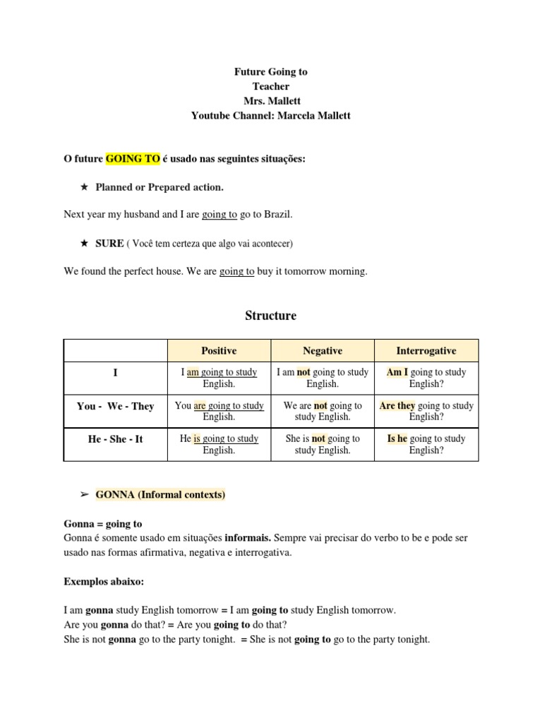 Future Tense: Going To Exercises | PDF | Leisure