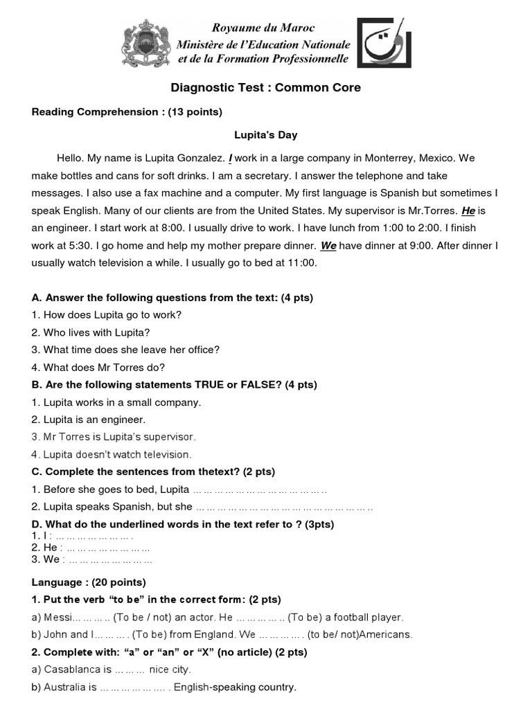 English Skills Practice Test | PDF | Linguistic Morphology | Communication
