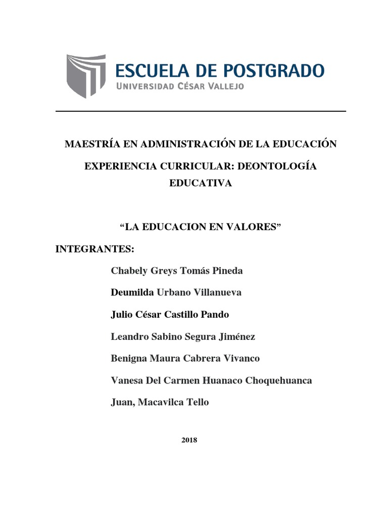 Educación en Valores en Perú | PDF | Maestros | Plan de estudios