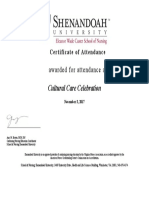 Cultural Care Student Certificate of Cne