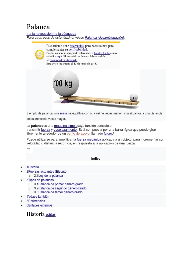 Maquinas Simples 6 Tipos Pdf Palanca Tornillo