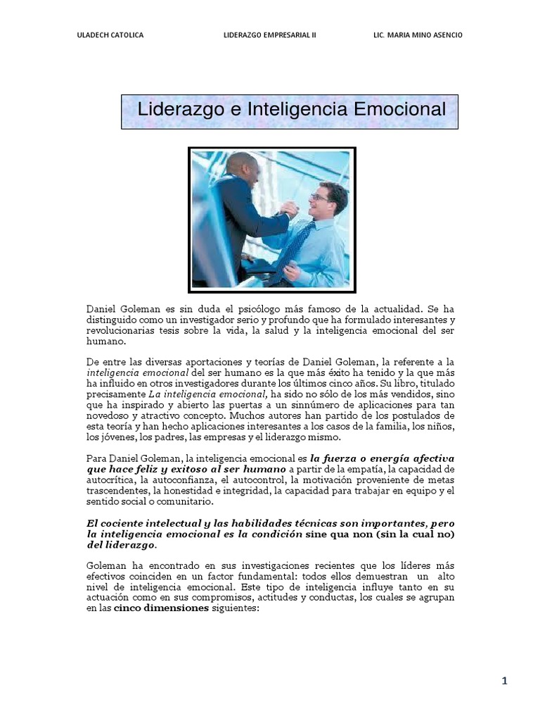 Liderazgo e Inteligencia Emocional | PDF | Las emociones | Inteligencia ...