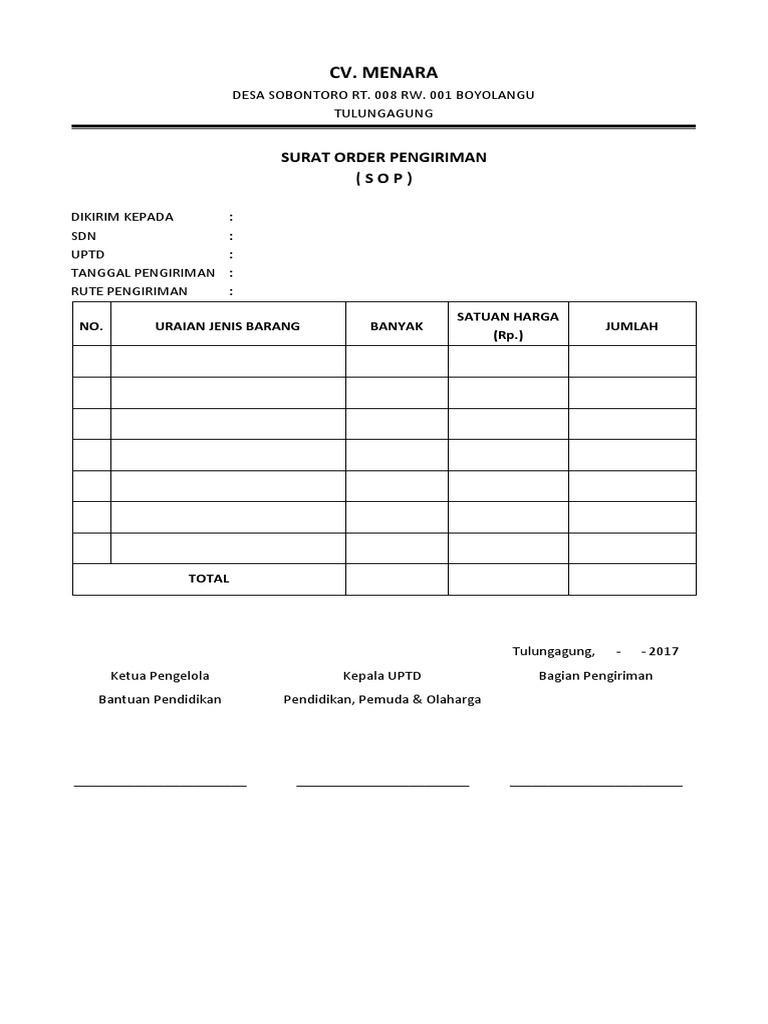 Download 65+ Contoh Surat Order Pengiriman Adalah Terbaik Gratis