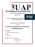 El Ingles Aplicado en Los Negocios Internacionales: Facultad de Ciencias Empresariales Dued Ayacucho