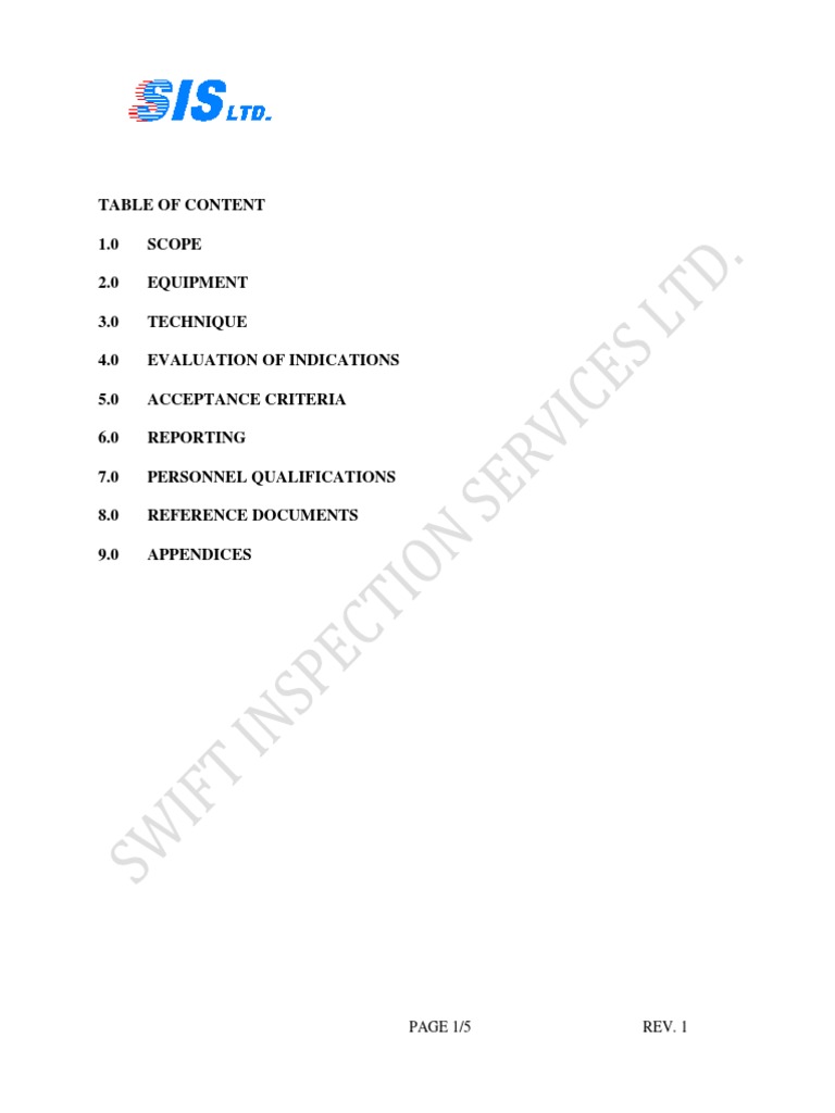 Magnetic Particle Inspection Procedure | PDF | Nondestructive Testing ...