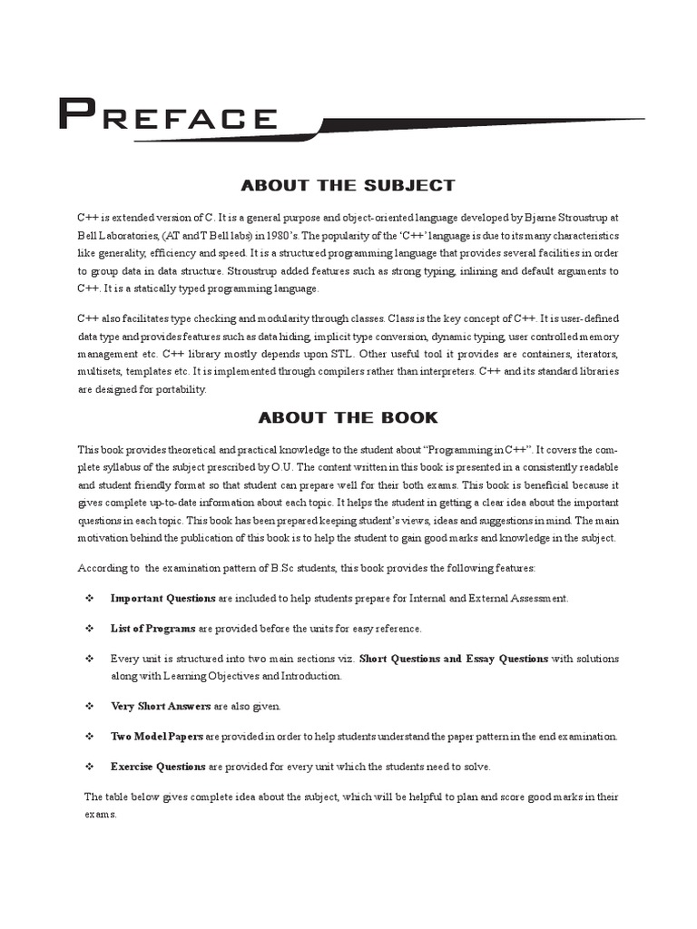 Reface: About The Subject | PDF | C++ | Class (Computer Programming)