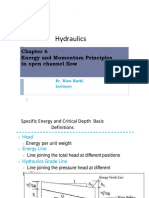 Hydraulics: Energy and Momentum Principles in Open Channel Flow