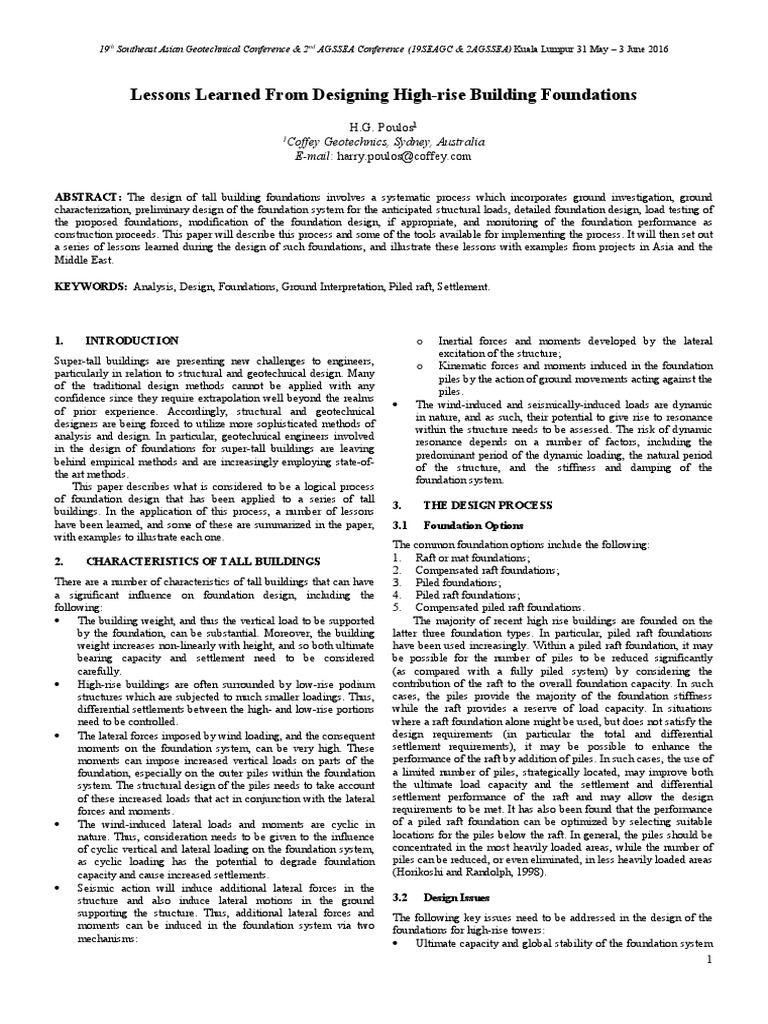 Lessons Learned From Designing High-Rise Building Foundations | PDF ...