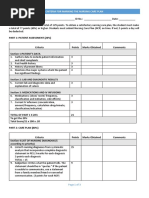 Criteria and Rubric For Marking The Care Plan