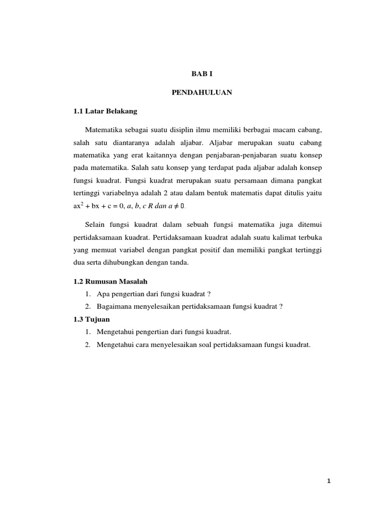 1 Makalah Persamaan Fungsi Kuadrat