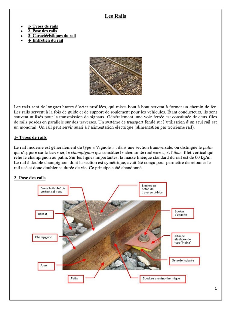 Types et entretien des rails ferroviaires | PDF | Transport ferroviaire ...