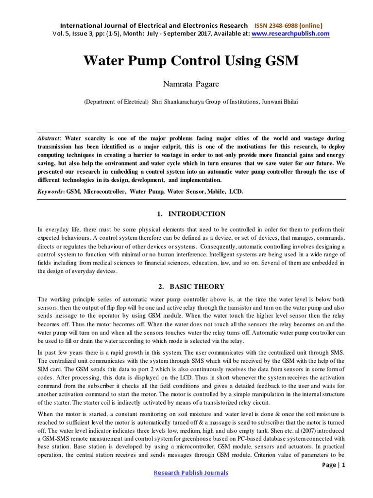 Water Pump Control Using GSM-4774 | PDF | Digital Technology | Electronics