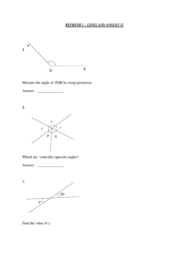 REFRESH 1 (Line and Angle) | PDF | Teaching Methods & Materials