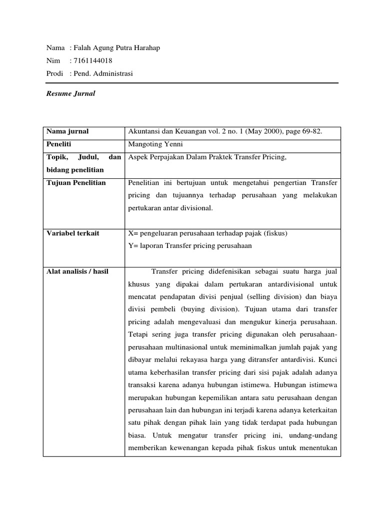 Resume Jurnal Perpajakan Pdf