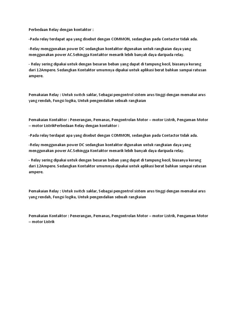 Perbedaan Relay Dengan Kontaktor PDF