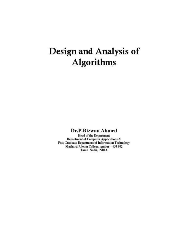 Design and Analysis of Algorithm PDF | PDF
