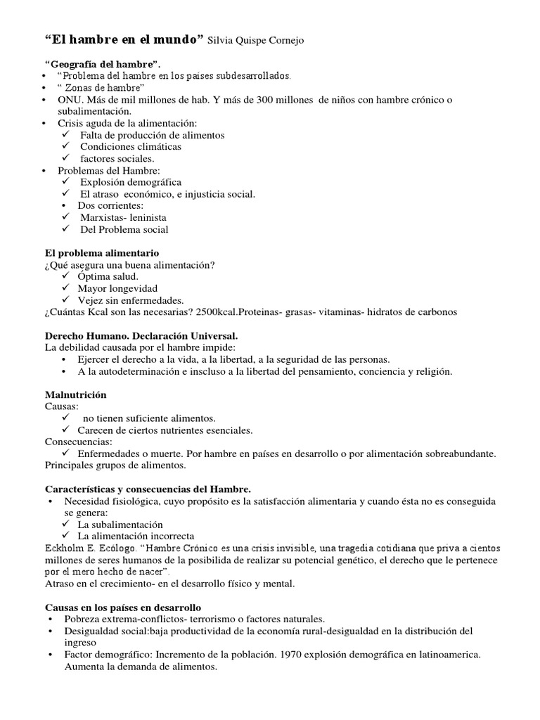 Crisis del hambre en el mundo actual | PDF | Hambre | Desnutrición
