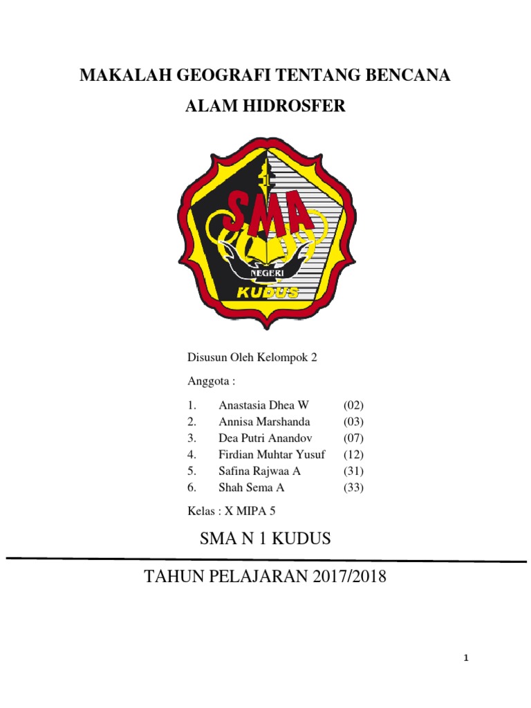 Makalah Geografi Tentang Bencana Alam Hidrosfer Docx