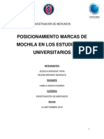 Posicionamiento de marcas de mochilas en estudiantes universitarios