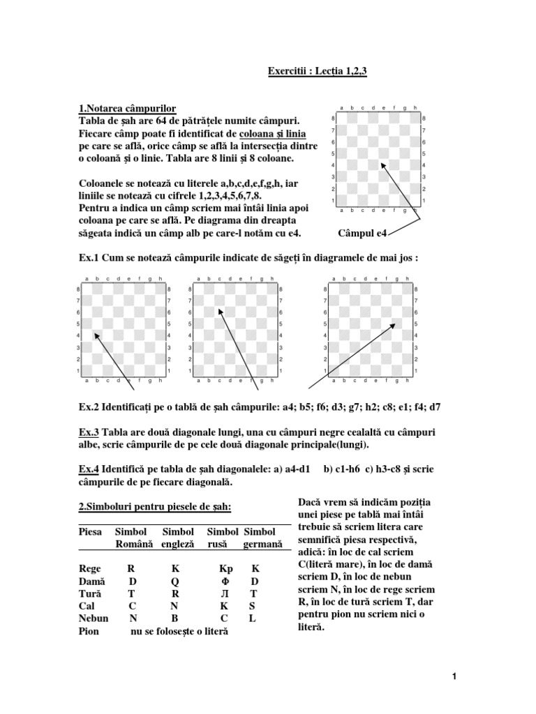 Sah Incepatori Lectia 1 | PDF
