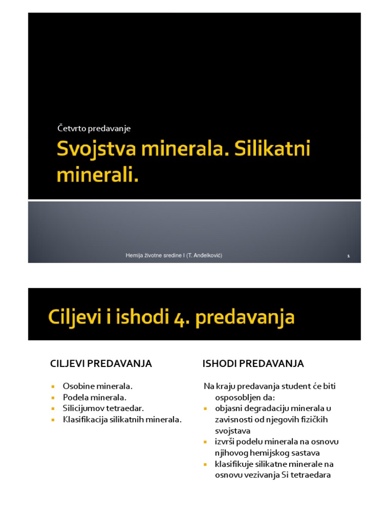 Svojstva Minerala, Silikatni Minerali | PDF