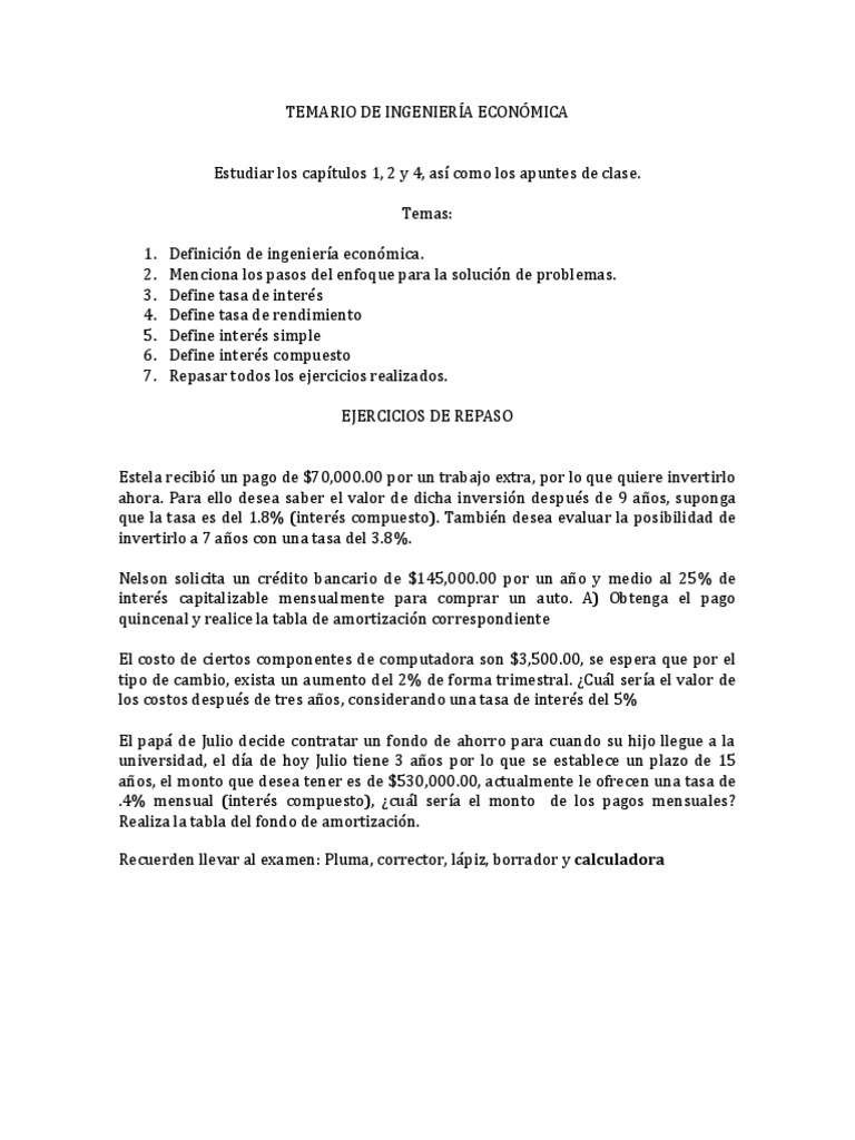Temario Primer Parcial Ing Economica