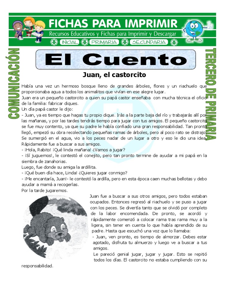 Ficha Como Hacer Un Cuento Para Tercero | Castor | Cuentos