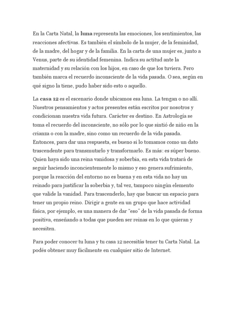 La Luna en la Carta Natal: Significados | PDF | Amor | Luna